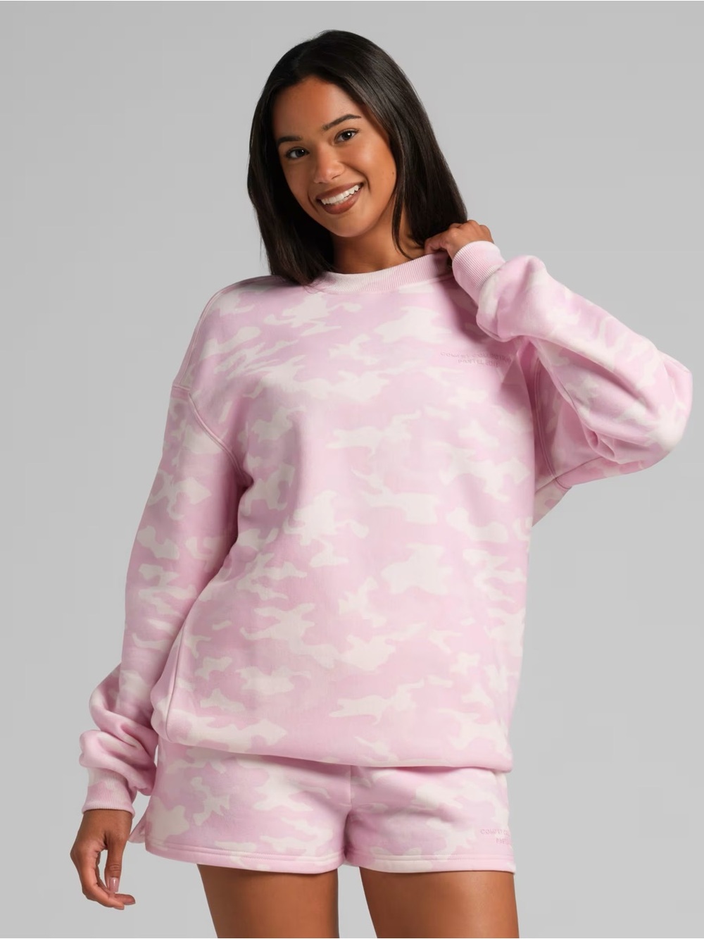 Relaxed Pink Camo Crewneck Sweatshirt - Picture 6 of 8
